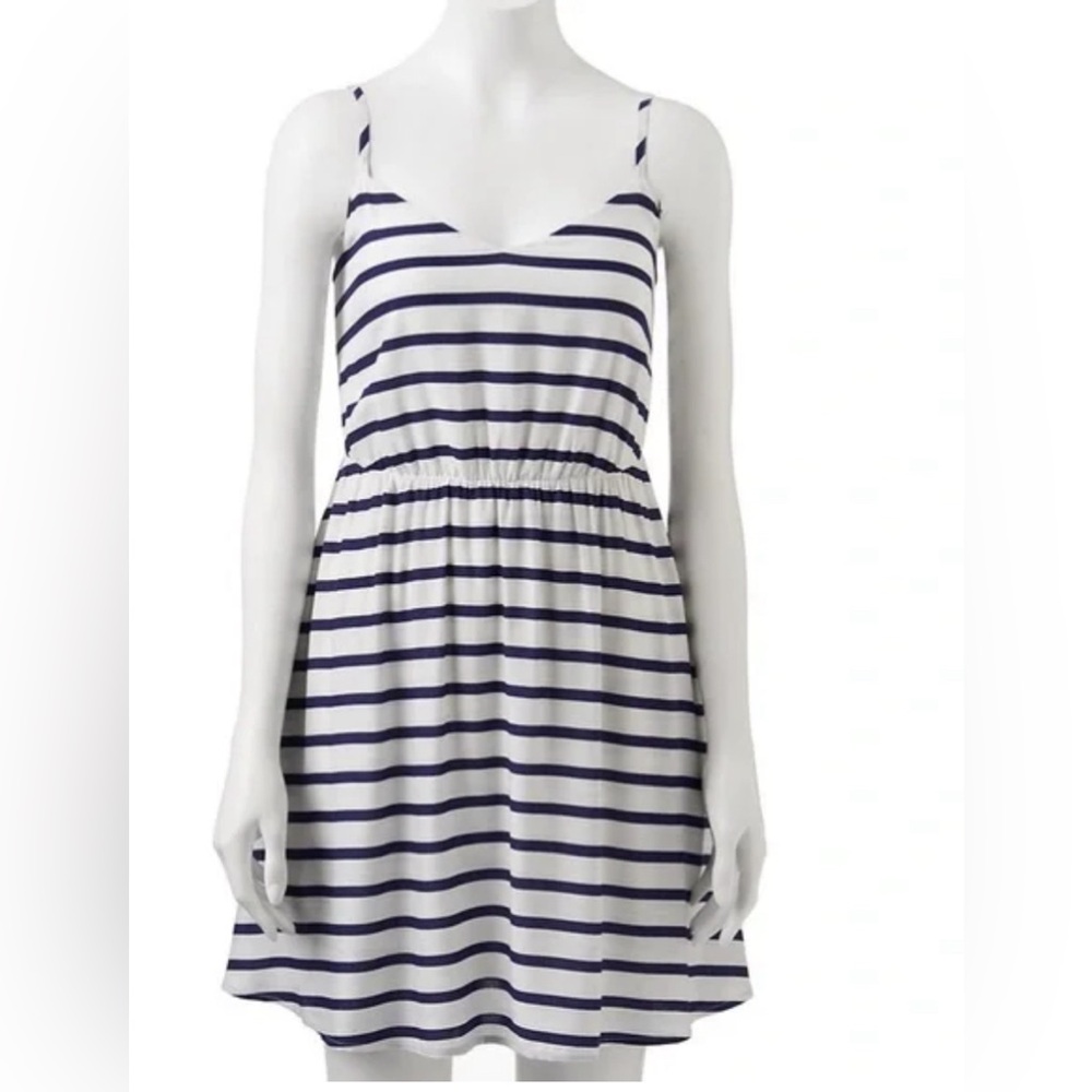 White and navy summer dress